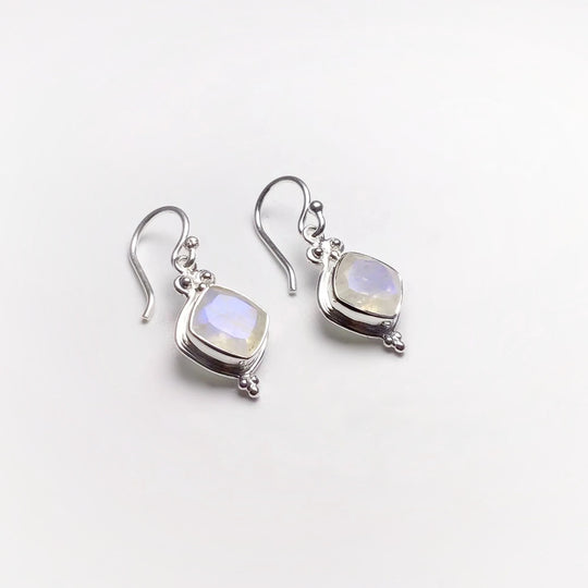 Rainbow Moonstone Dangle Earrings