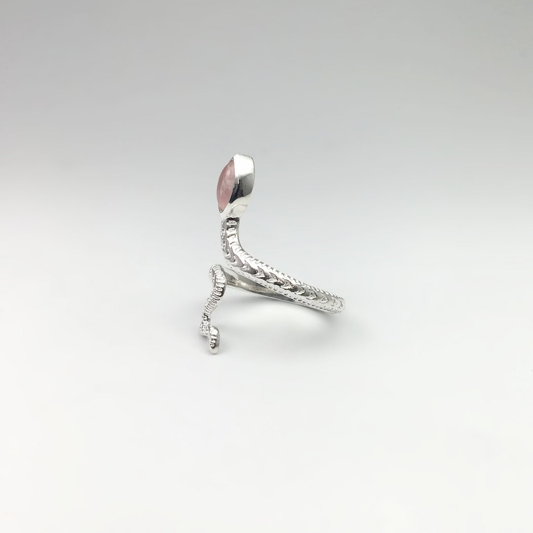 Rose Quartz Snake Ring