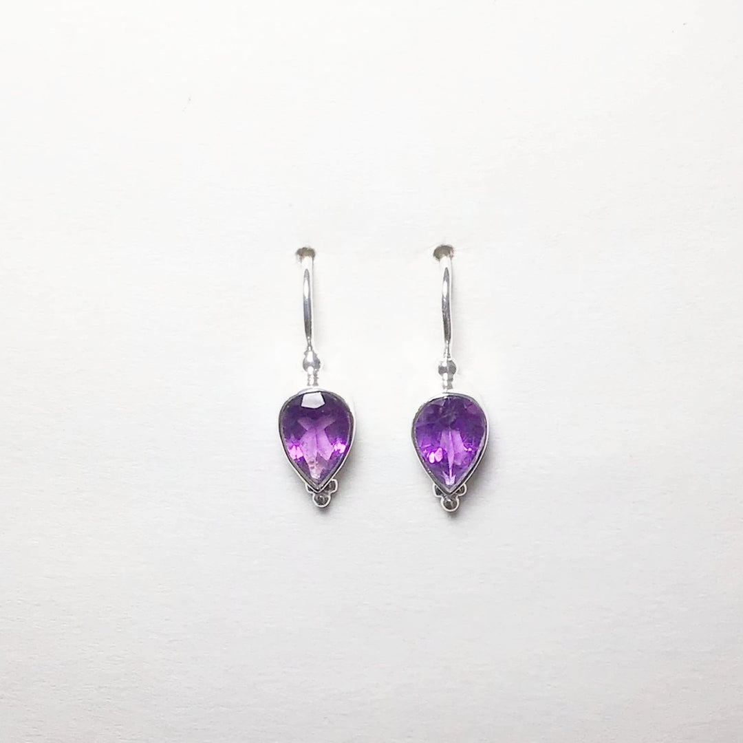 Amethyst Faceted Dangle Earrings