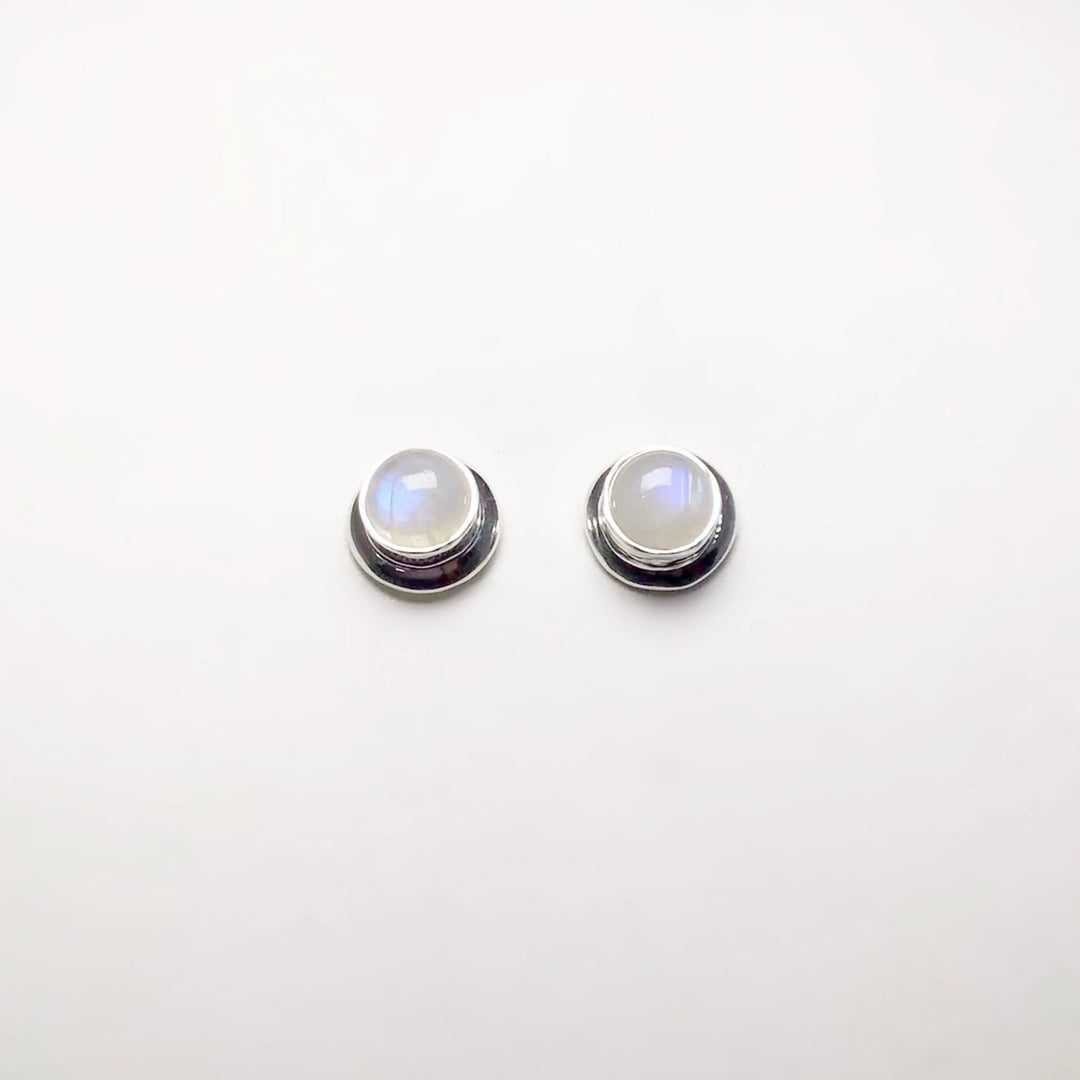 Rainbow Moonstone Stud Earrings