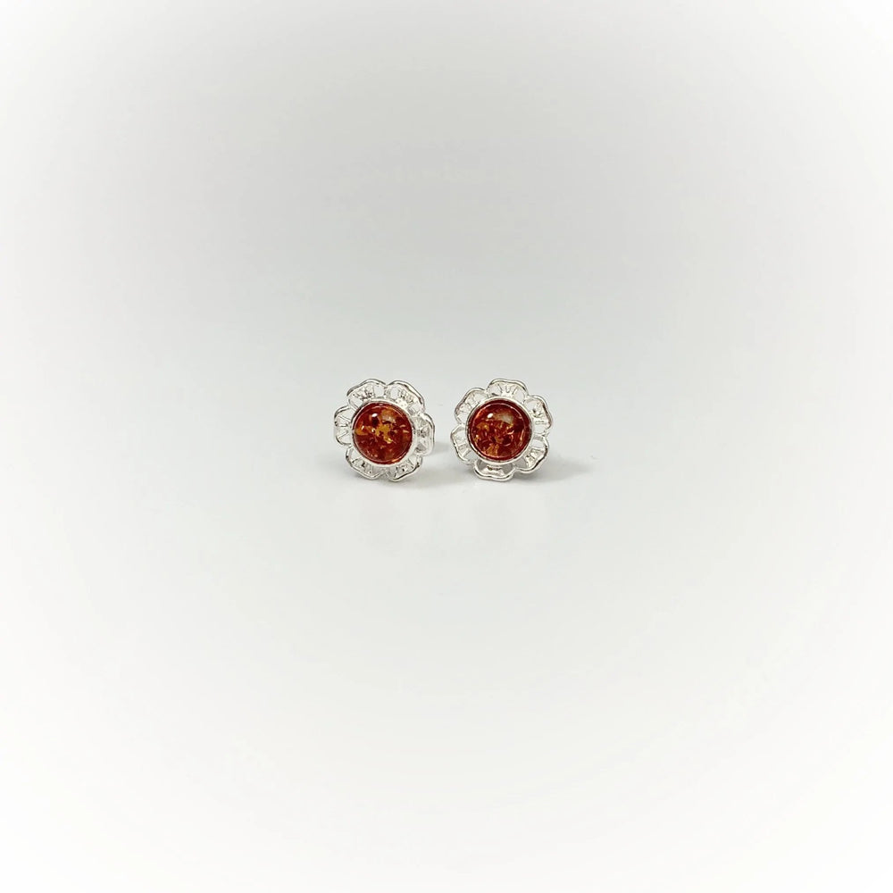 Cognac Amber Stud Earrings