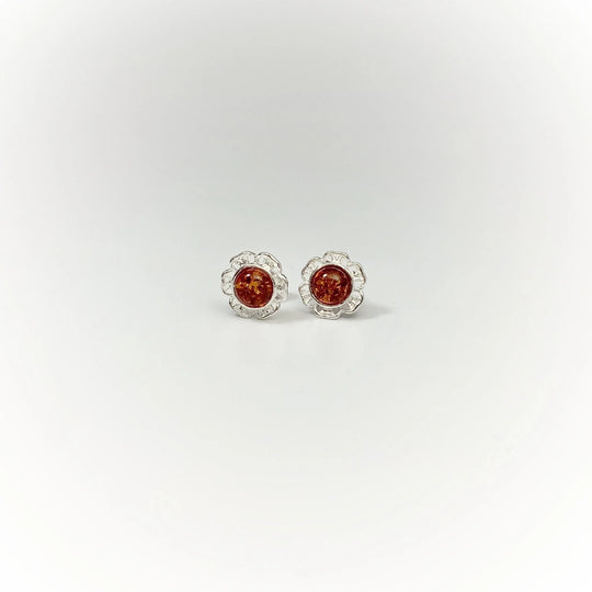 Cognac Amber Stud Earrings