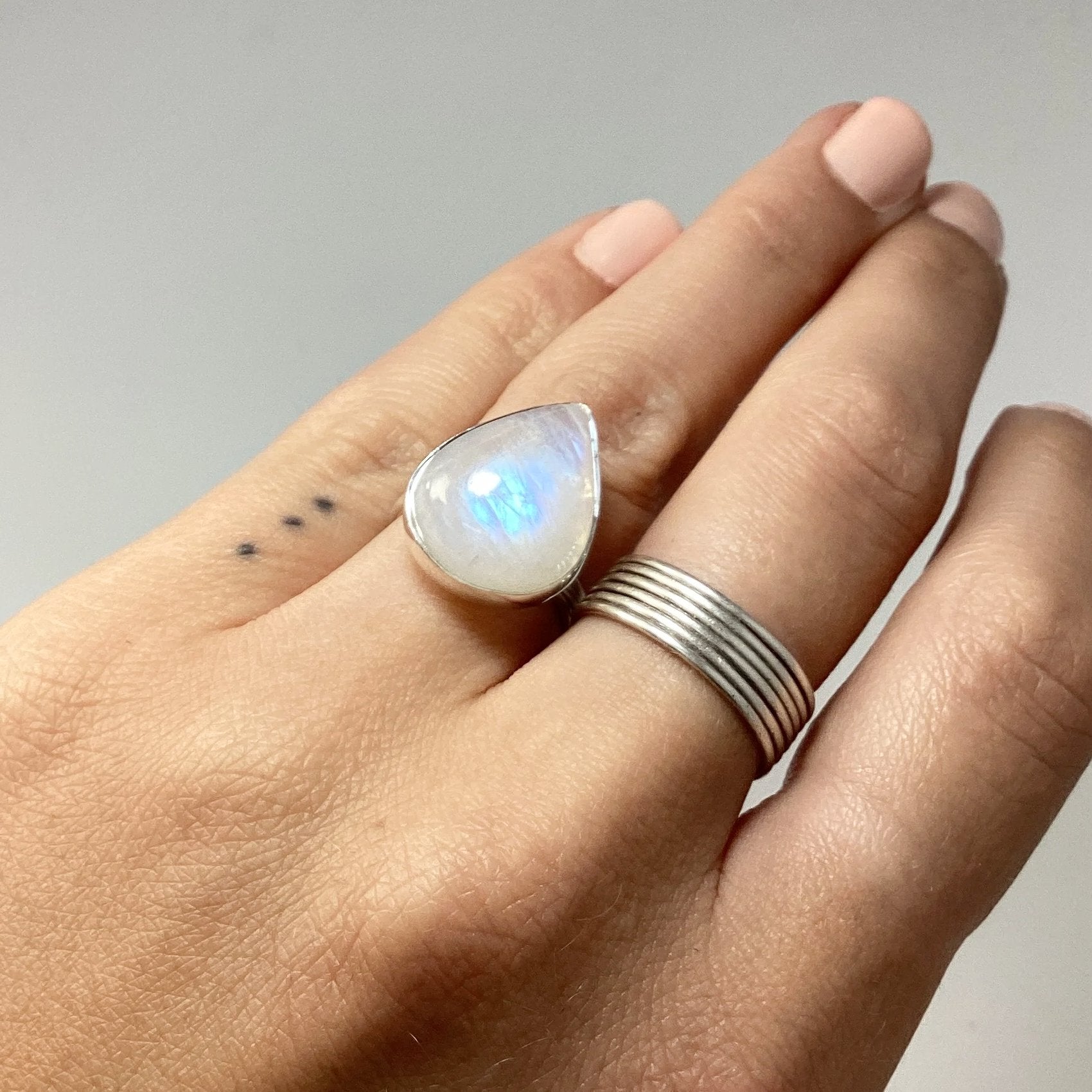 Rainbow Moonstone Ring