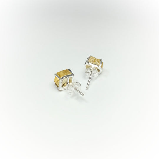 Raw Citrine Stud Earrings