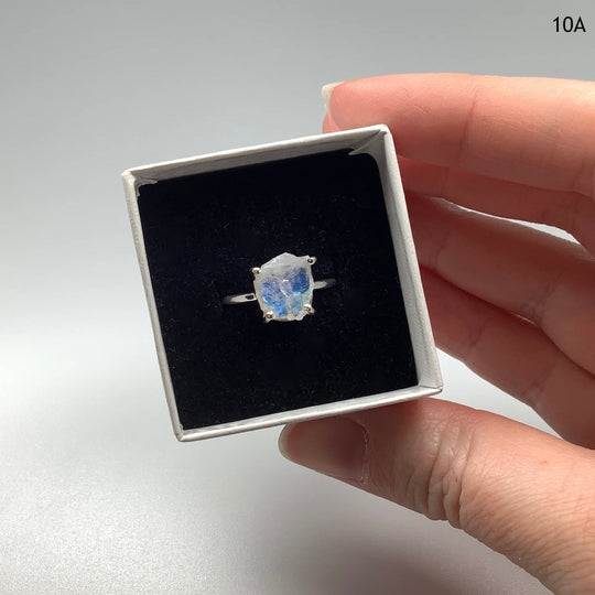 Raw Rainbow Moonstone Ring