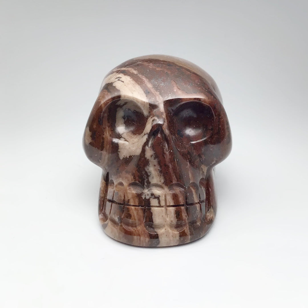 Carved Chocolate Jasper Skull