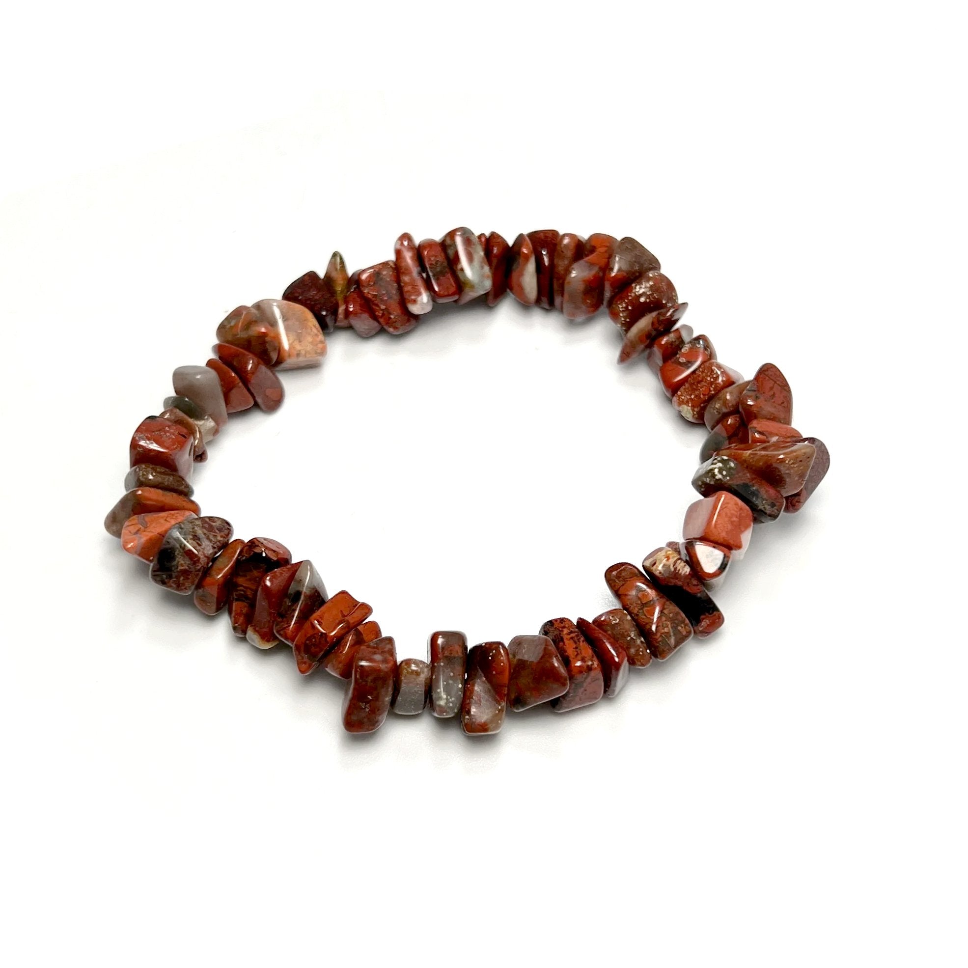 Red Brecciated Jasper Chip Beaded Bracelet