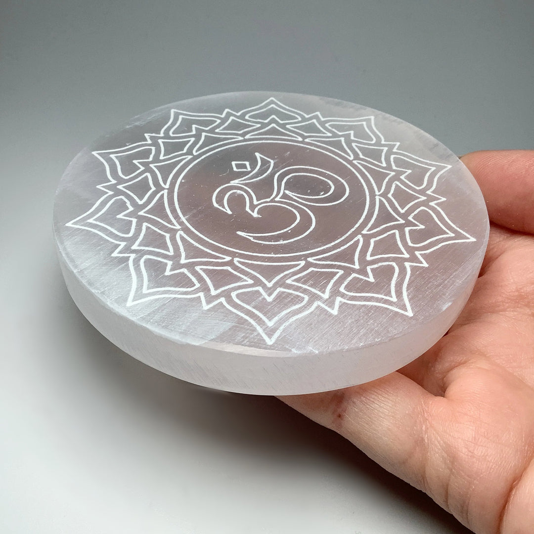 Selenite Mandala Round Charging Plate