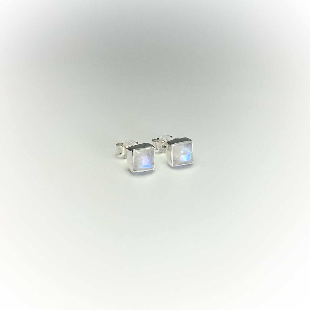 Rainbow Moonstone Stud Earrings