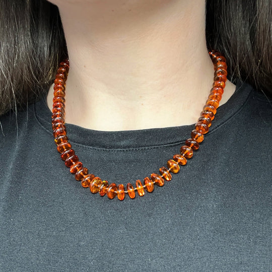 Cognac Amber Beaded Necklace