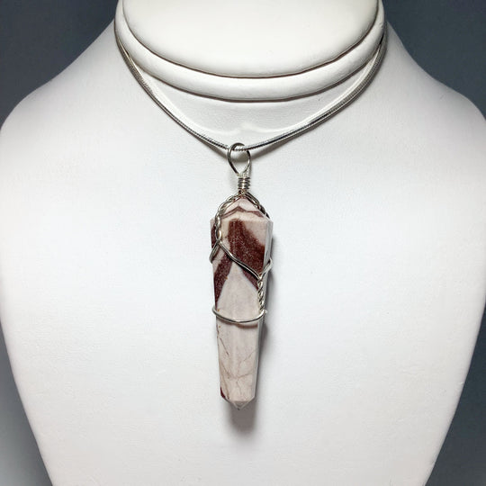 Wire Wrapped Brown Zebra Jasper Pendant