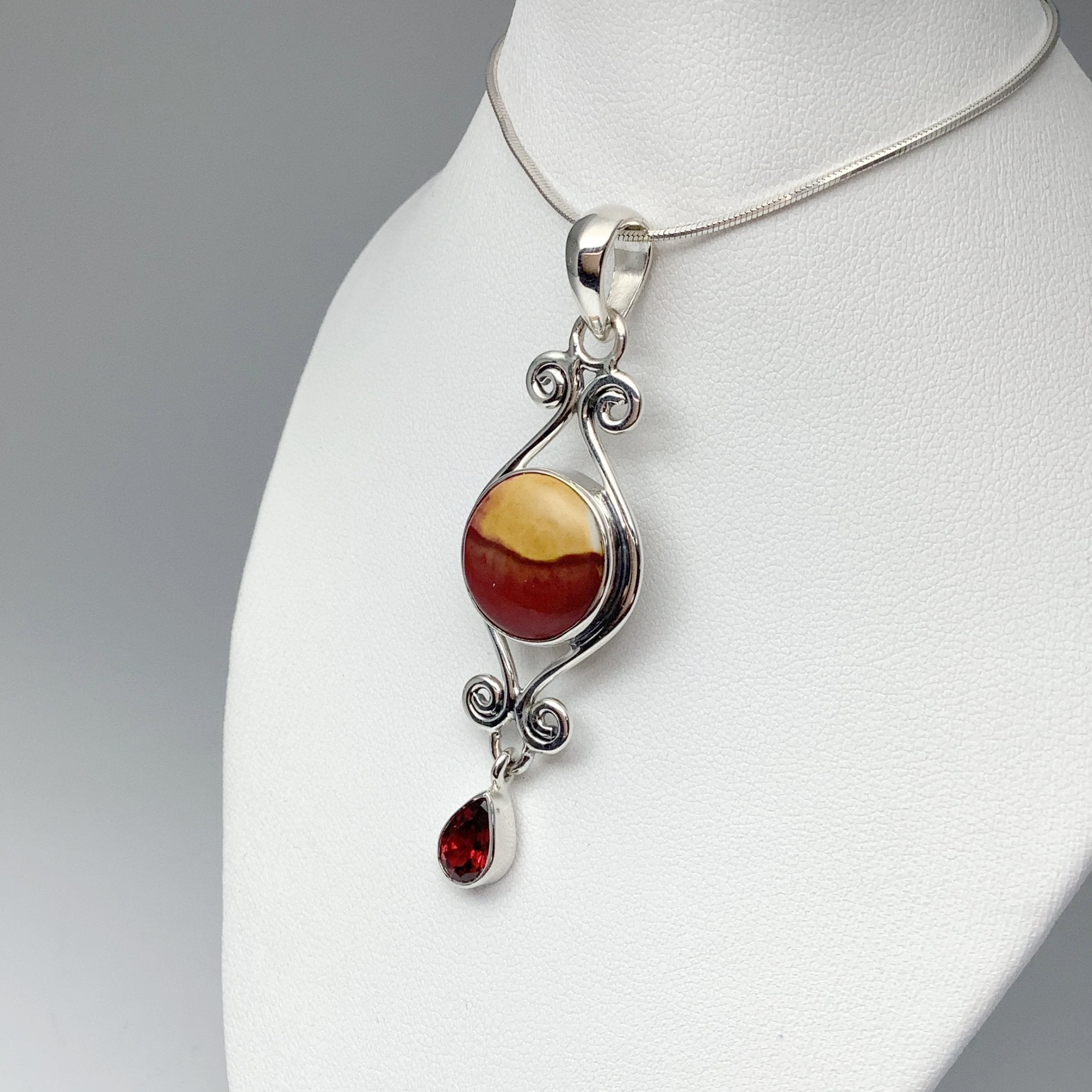 Mookaite jasper garnet 2024 925 silver long pendant necklace