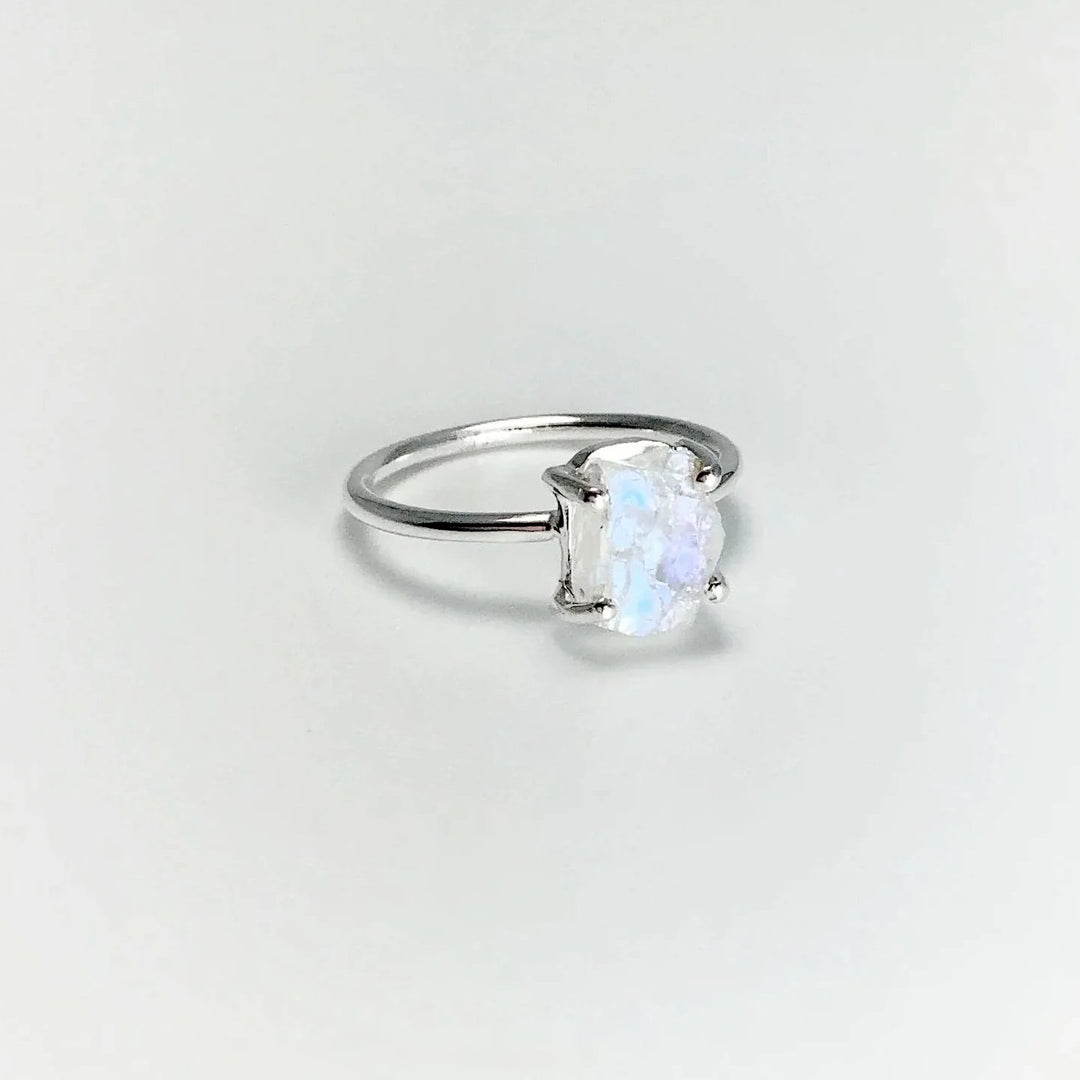 Raw Rainbow Moonstone Ring