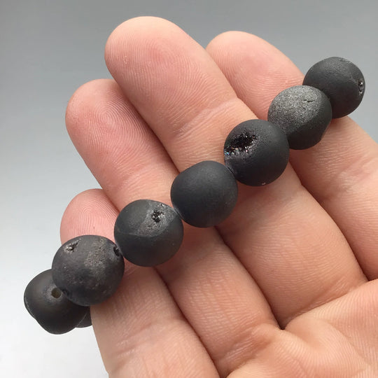 Druzy Matte Black Beaded Bracelet