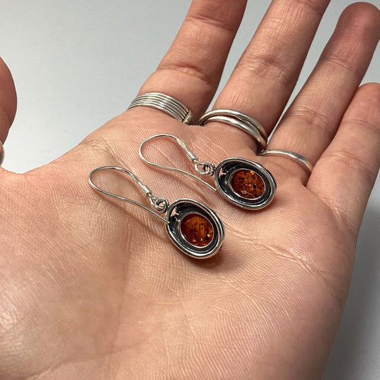 Cognac Amber Dangle Earrings