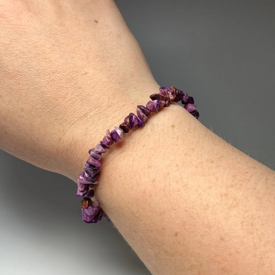 Purple Crazy Lace Agate Chip Beaded Bracelet