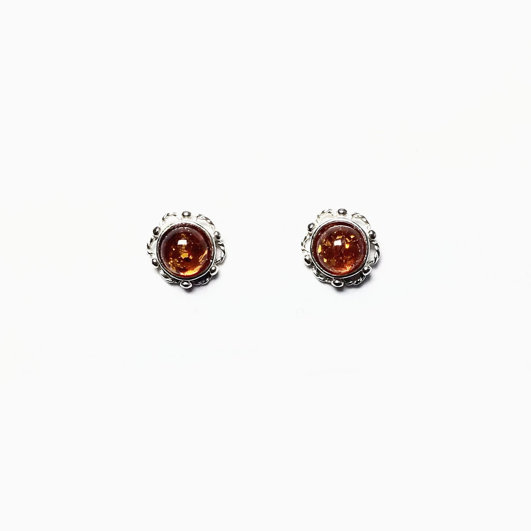 Cognac Amber Stud Earrings