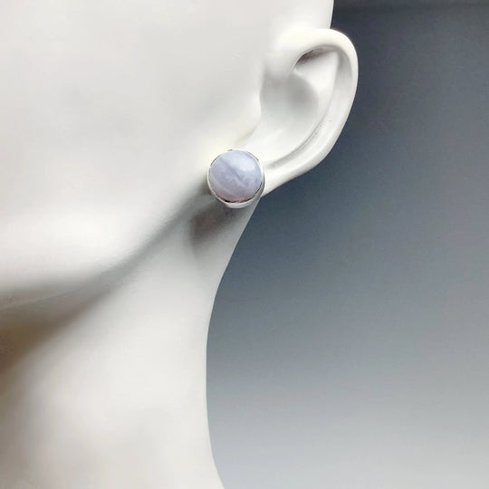 Blue Lace Agate Stud Earrings