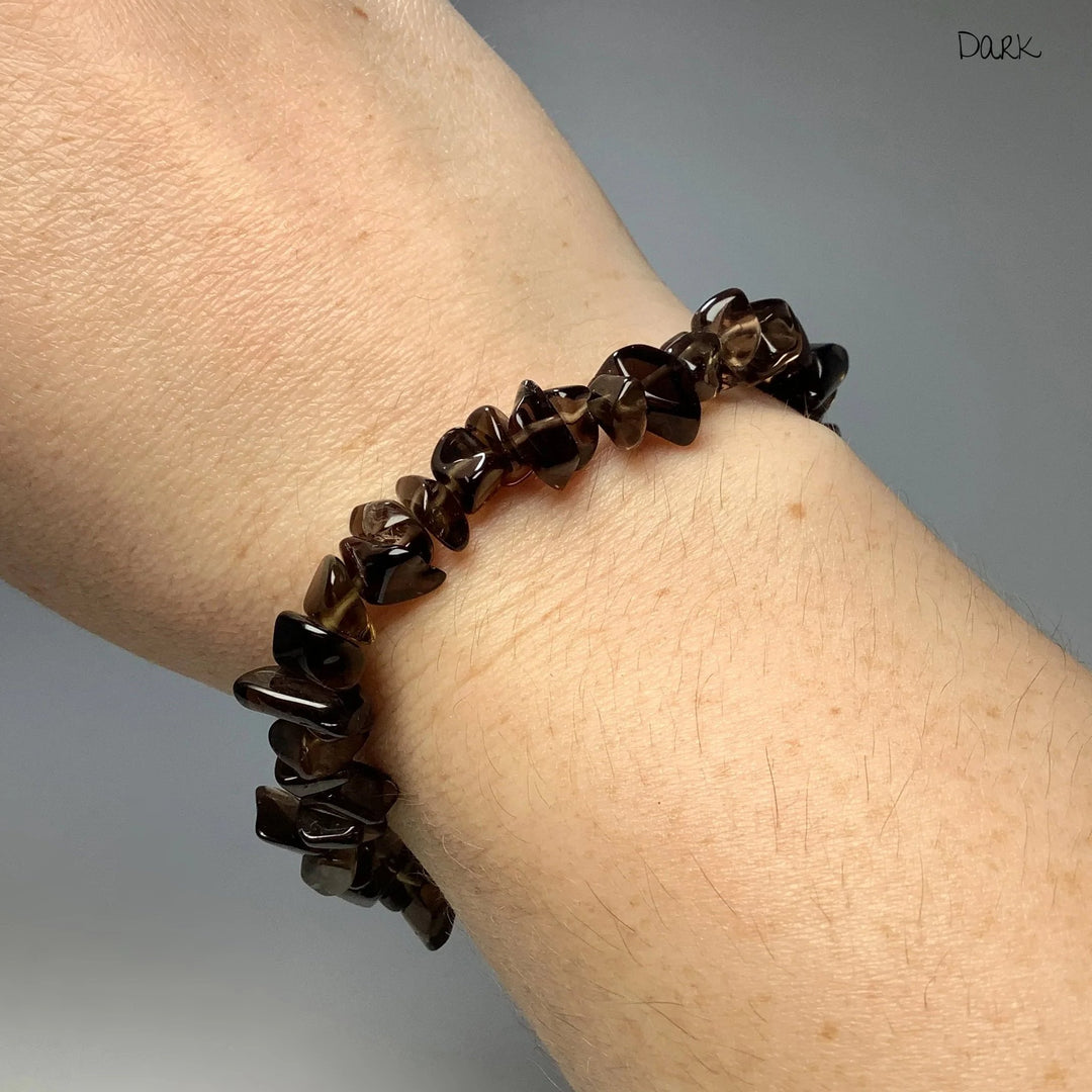 Smoky Quartz Chip Beaded Bracelet