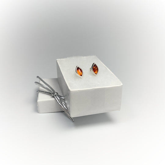 Cognac Amber Stud Earrings