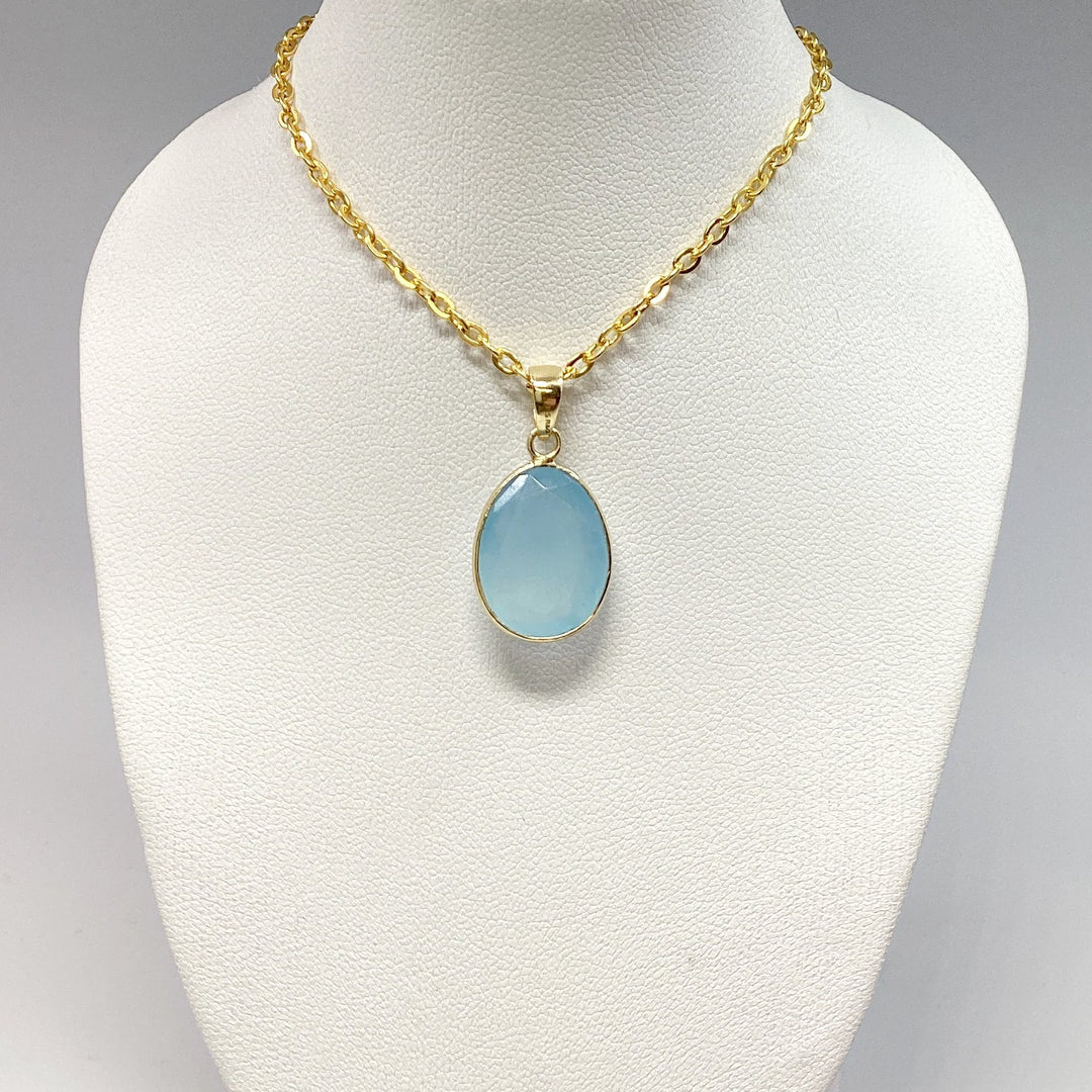 Aquamarine Gold Finish Pendant