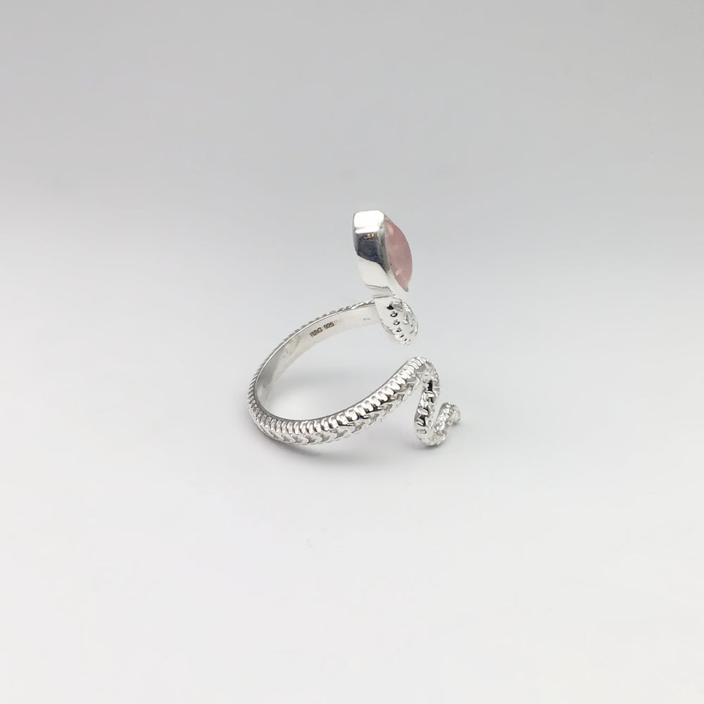 Rose Quartz Snake Ring