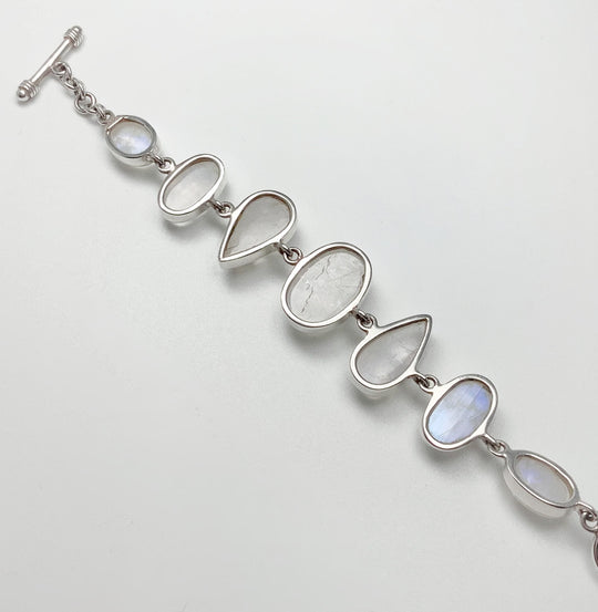 Rainbow Moonstone Sterling Silver Bracelet