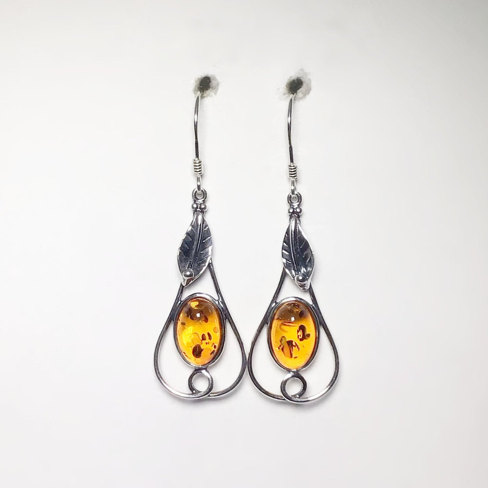 Cognac Amber Dangle Earrings