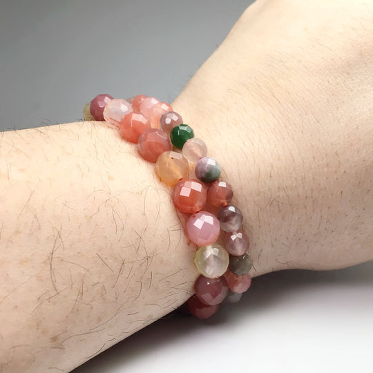 Moon Chalcedony Faceted Beaded Bracelet