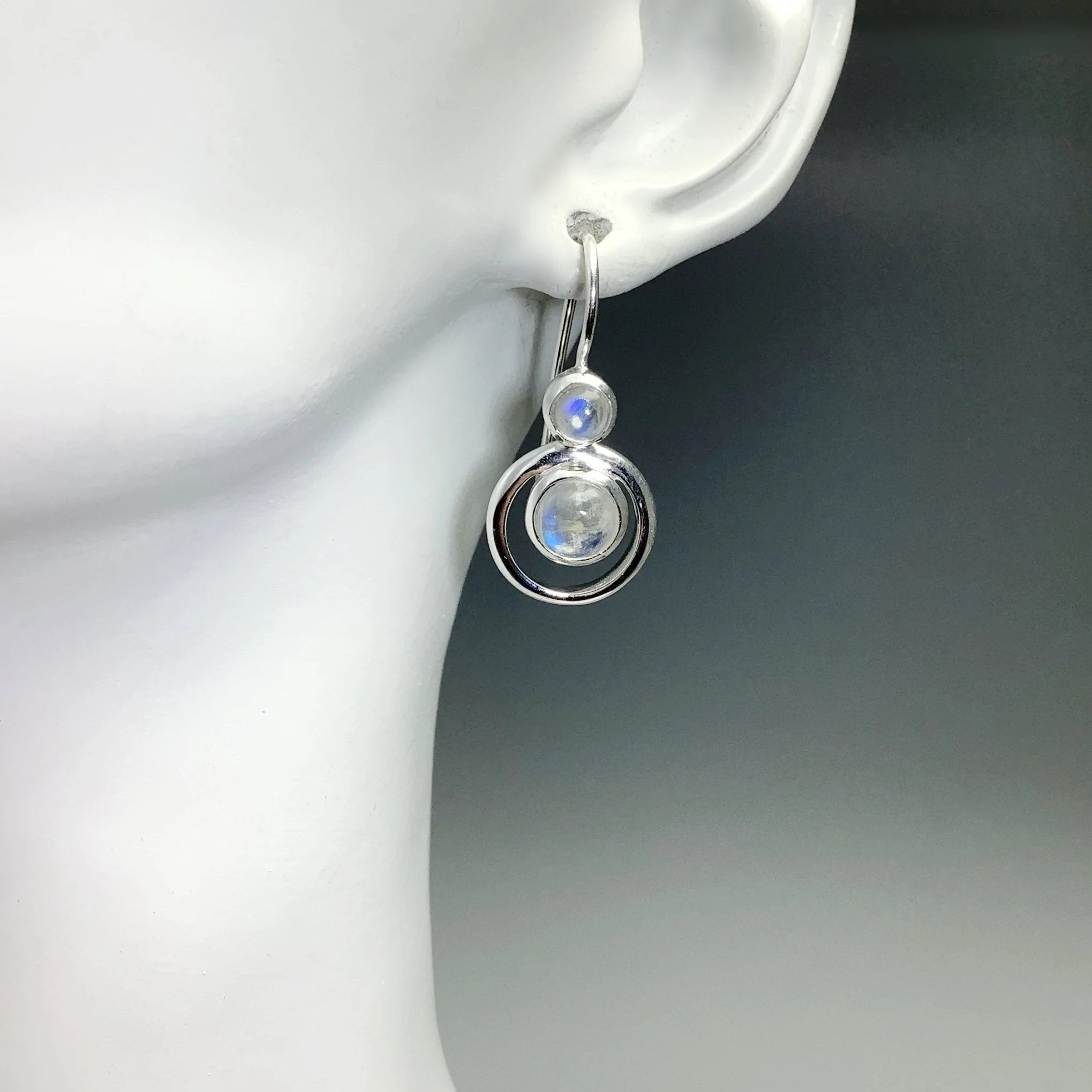 Rainbow Moonstone Dangle Earrings