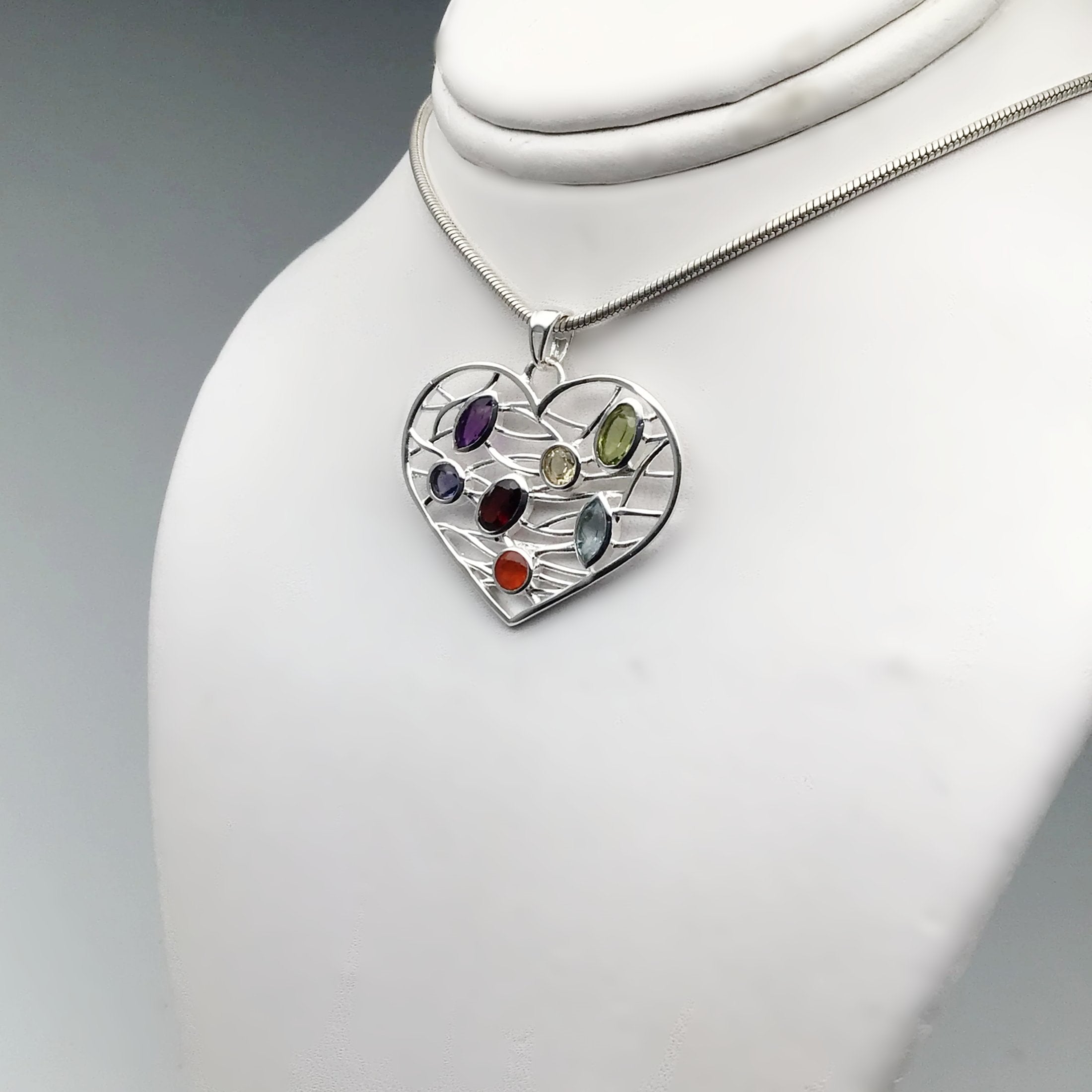 Multistone Heart Pendant