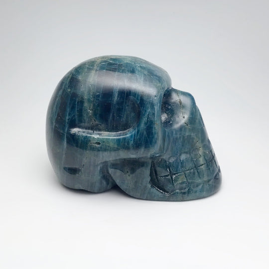 Carved Blue Apatite Skull