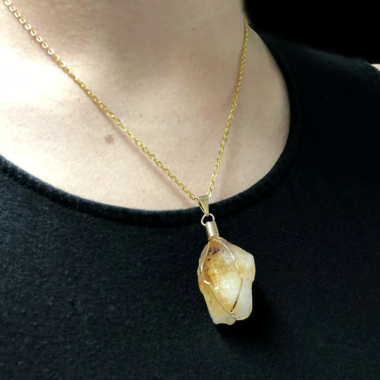 Wire Wrapped Citrine Necklace