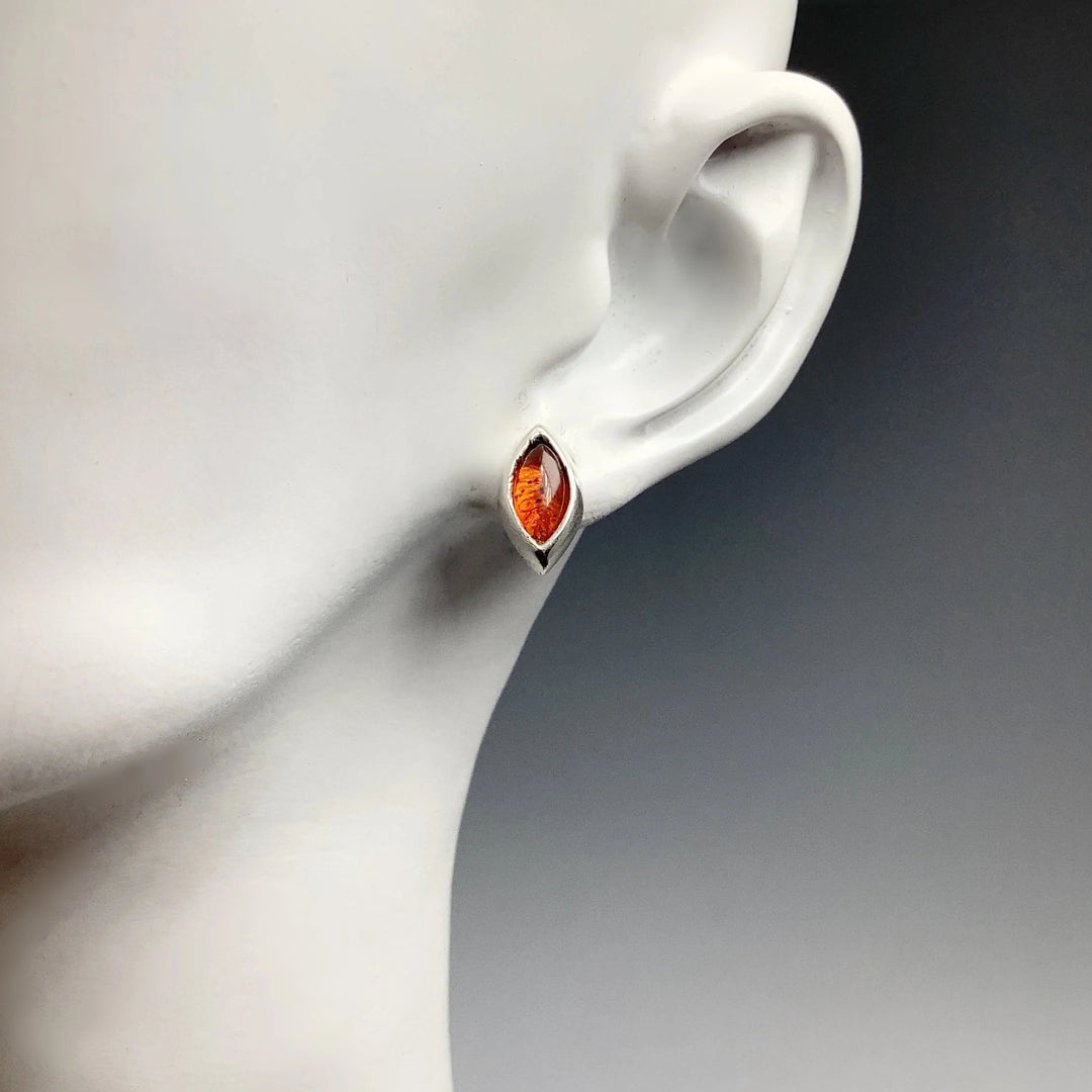 Cognac Amber Stud Earrings