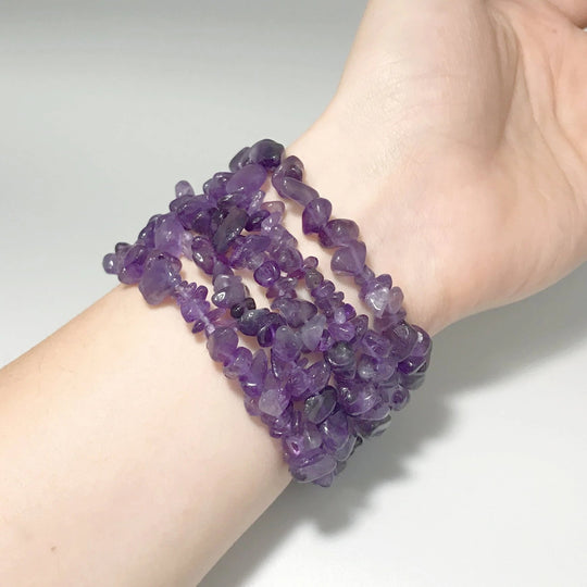 Amethyst Chip Beaded Bracelet