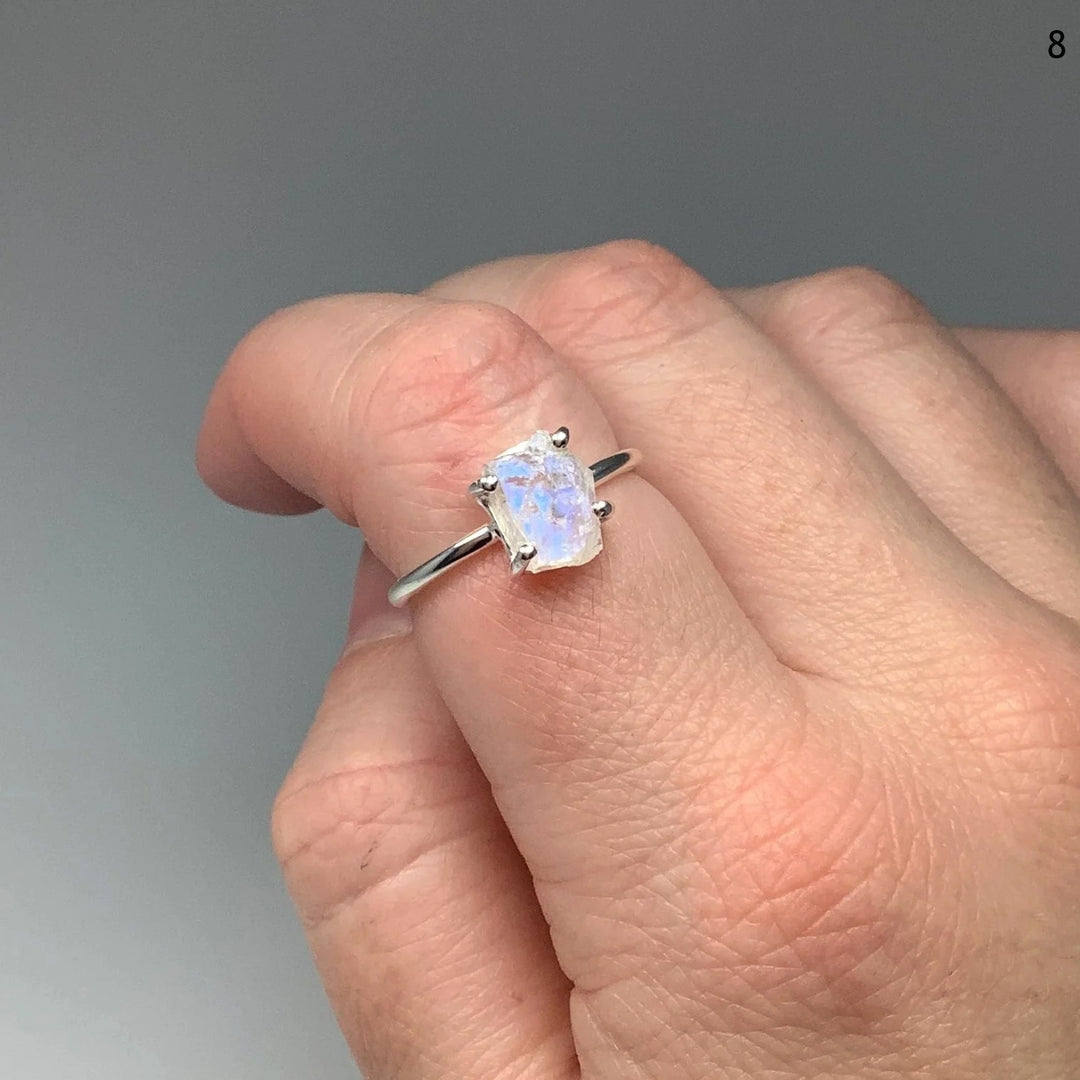 Raw Rainbow Moonstone Ring