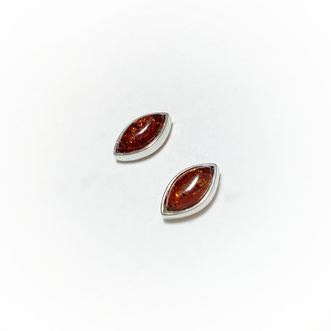 Cognac Amber Stud Earrings