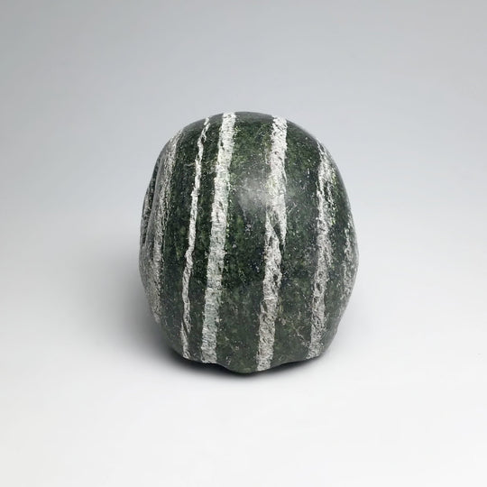 Carved Green Zebra Jasper Skull