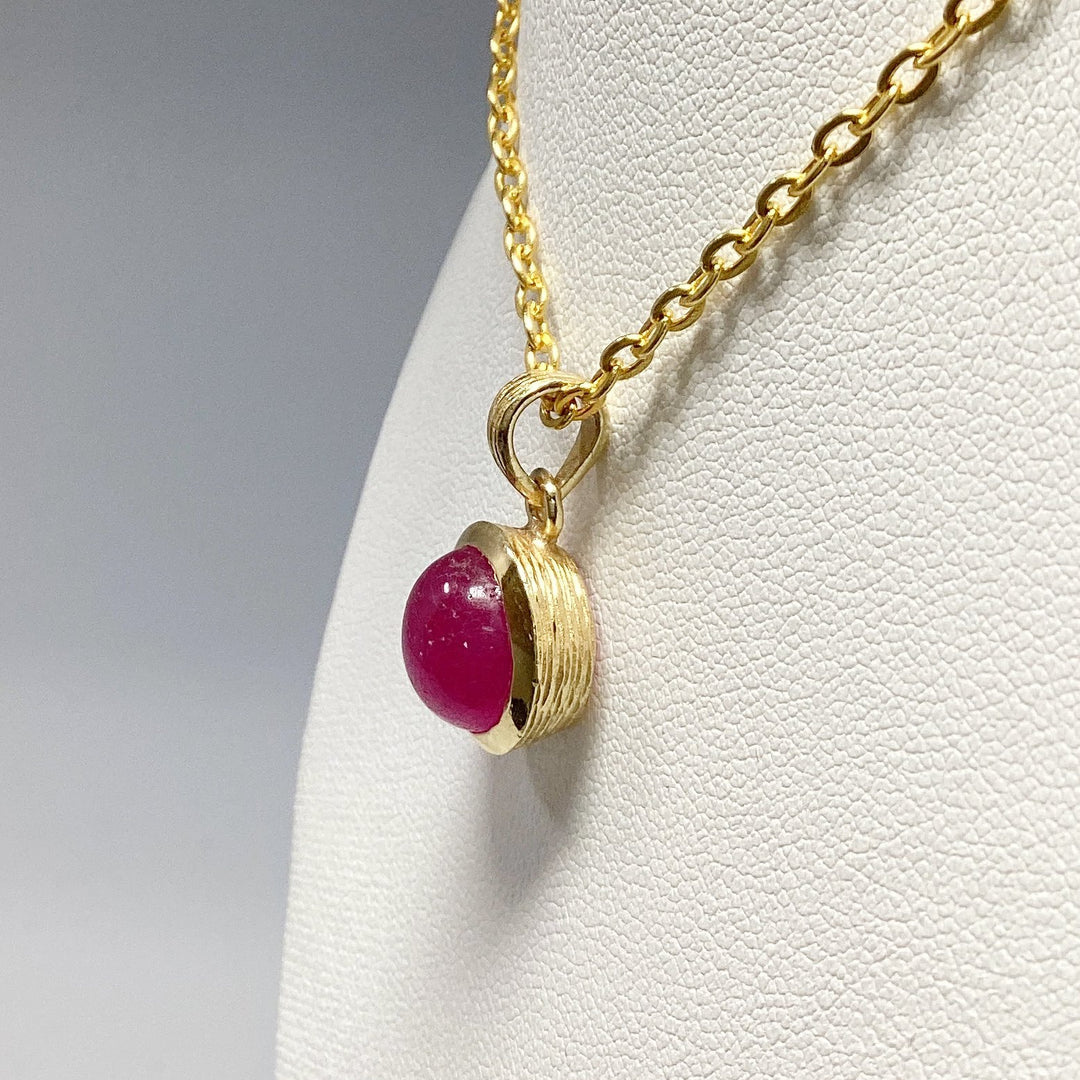 Pink Jade Gold Finish Pendant