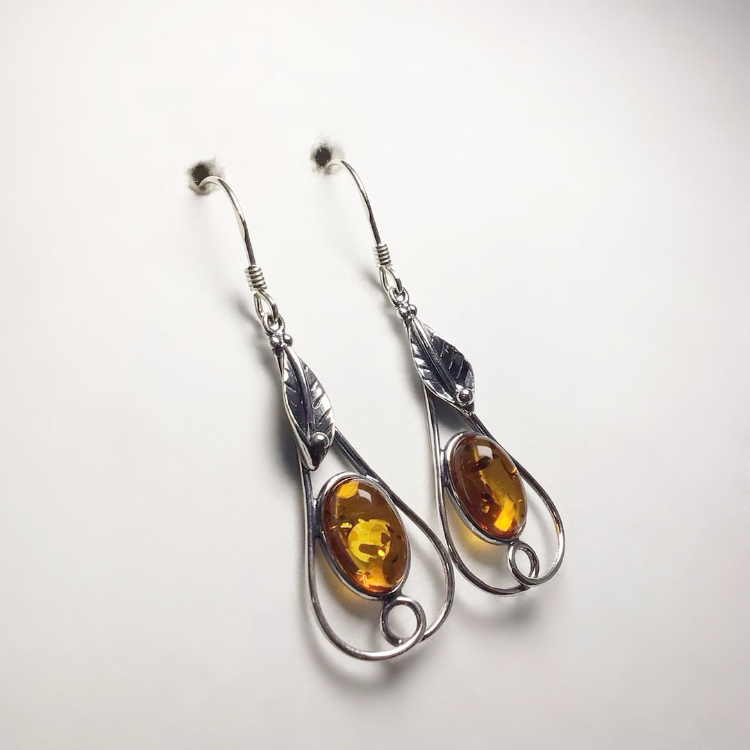 Cognac Amber Dangle Earrings