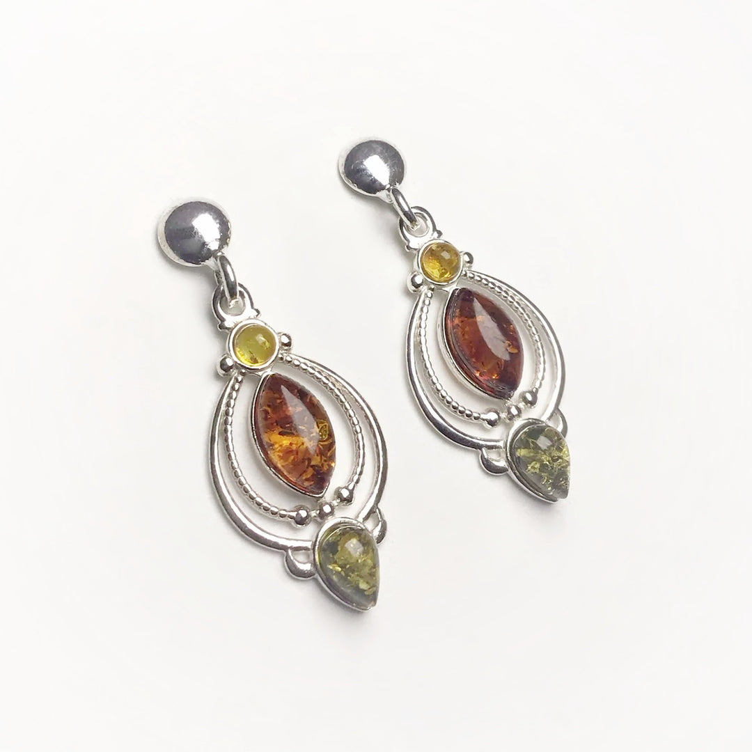 Mixed Amber Stud Earrings