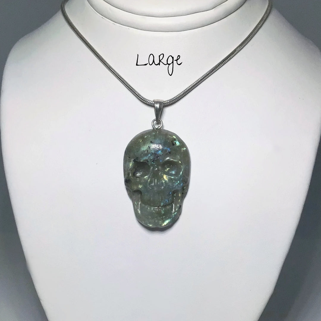 Labradorite Skull Pendant