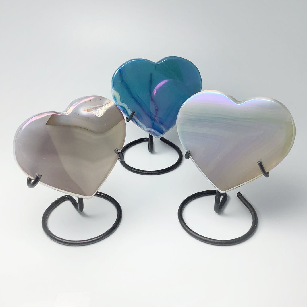 Rainbow Agate Heart on Stand at $55 Each