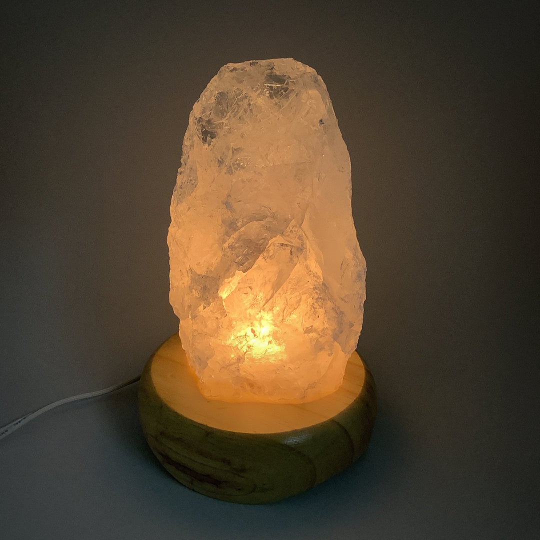 Quartz Lamp with Wooden Base