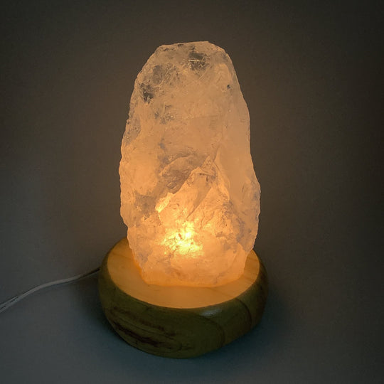 Quartz Lamp with Wooden Base