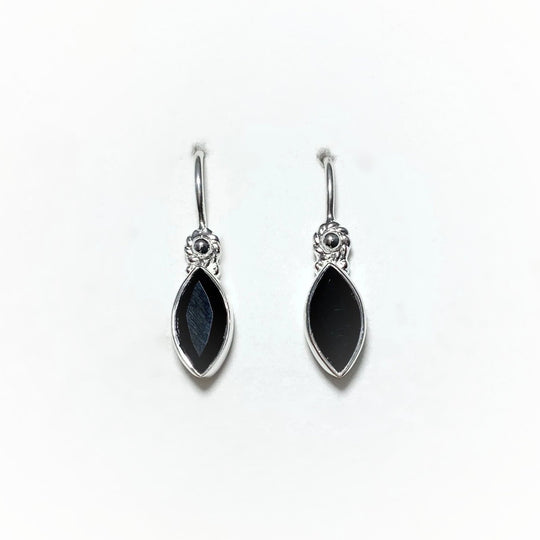 Faceted Black Onyx Dangle Earrings