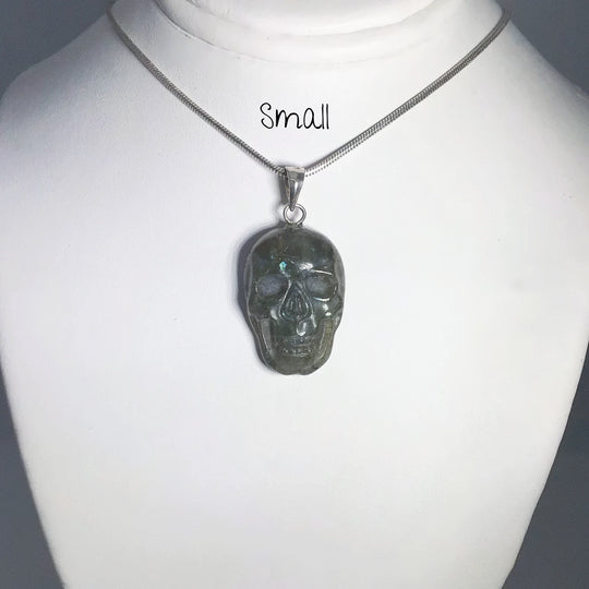 Labradorite Skull Pendant