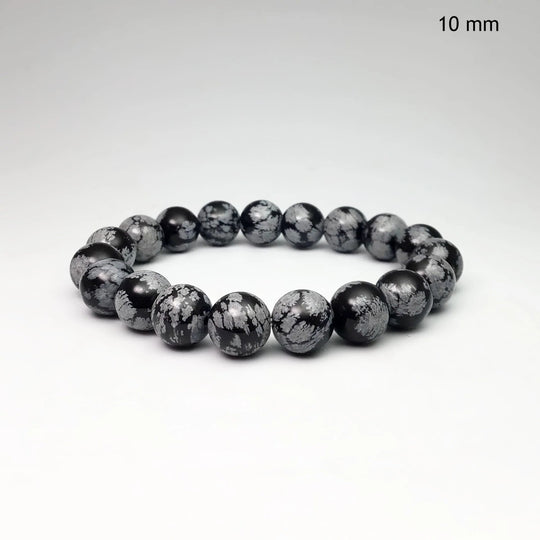 Snowflake Obsidian Beaded Bracelet