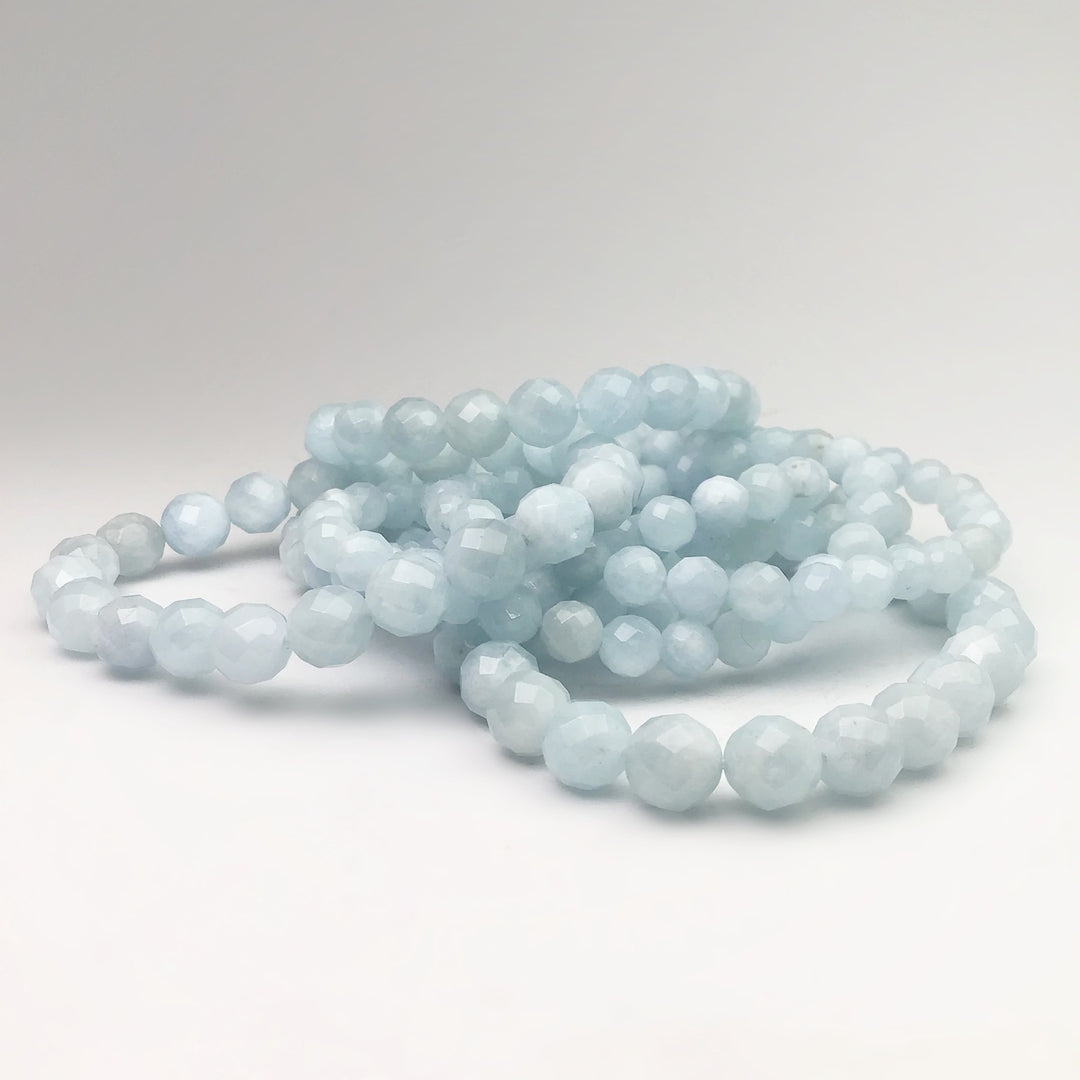 Aquamarine Faceted Beaded Bracelet