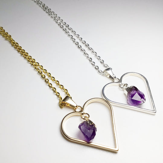 Heart Necklace with Amethyst